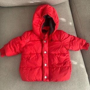 Baby Gap infant red puffer, fleece libed 6-12 months